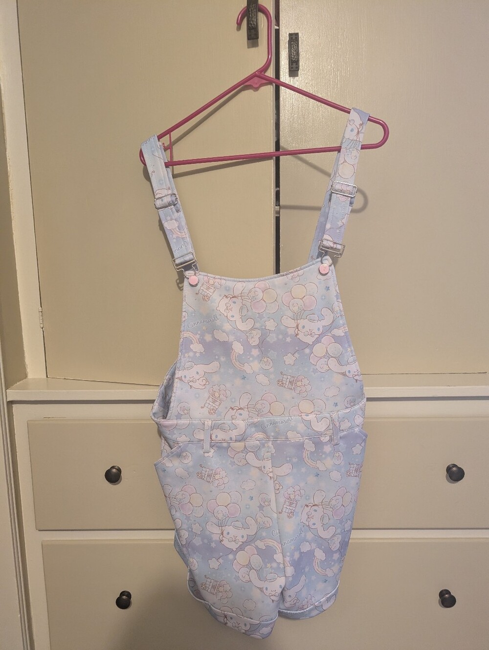 Hot Topic Sanrio Cinnamoroll Pastel Blue Overall Shorts with Cute Print Size XL